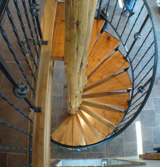 Cherry and Cedar Hand Crafted Solid Wood Spiral Stairs
