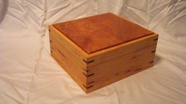 Handcrafted Solid Cherry and Pine Heart Box