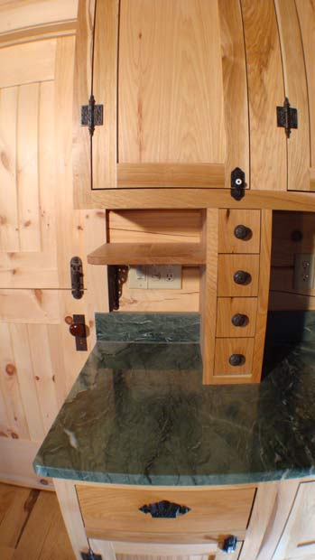Handcrafted Soild Wood Hickory Kitchen Cabinets: Phone Nook