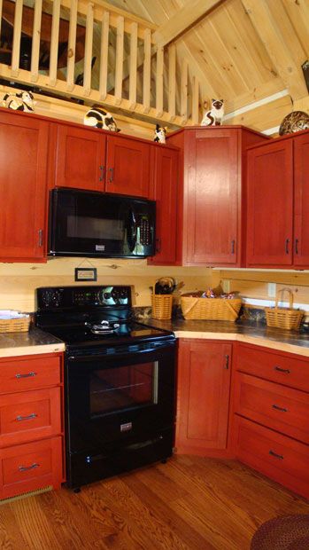 Hand Crafted Solid Cherry (Stained Cabin Red) Kitchen Cabinets: Shank