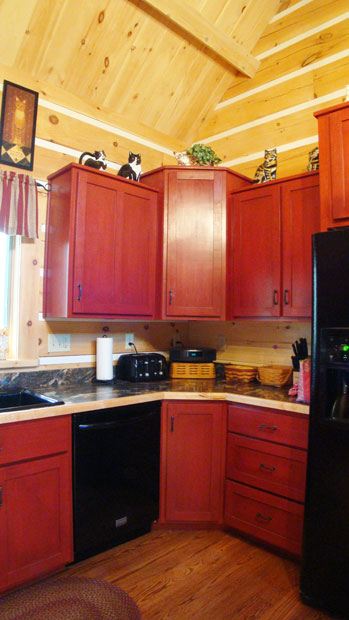 Hand Crafted Solid Cherry (Stained Cabin Red) Kitchen Cabinets: Shank