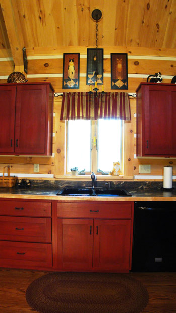 Hand Crafted Solid Cherry (Stained Cabin Red) Kitchen Cabinets: Shank