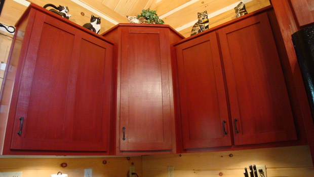 Hand Crafted Solid Cherry (Stained Cabin Red) Kitchen Cabinets: Shank