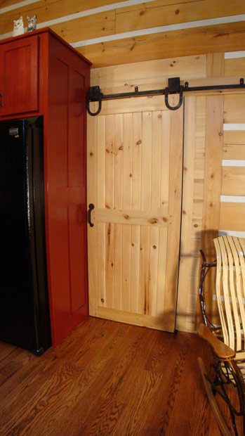 Hand Crafted Solid Pine Interior Rolling Door: Shank